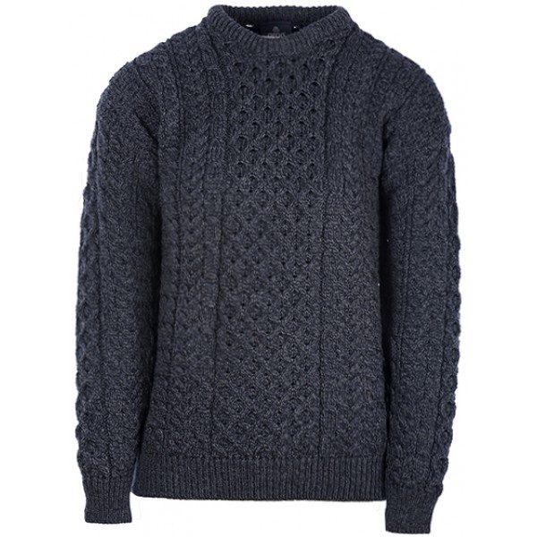 Traditional Aran Ash Black Sweater