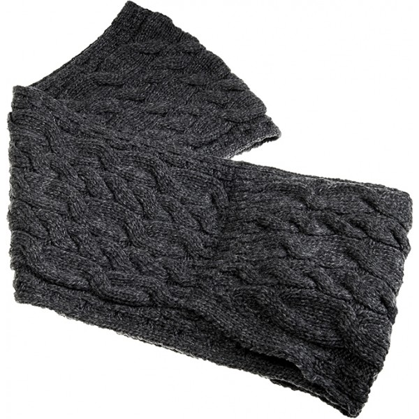 Aran Super Soft Merino Slate Grey Pocket Cable Scarf