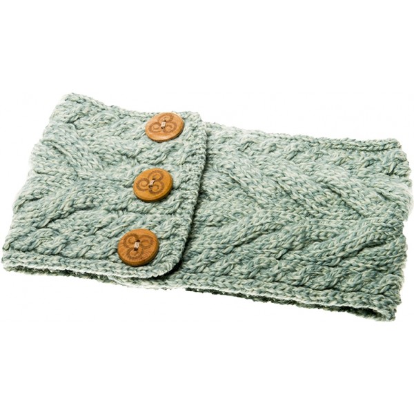 Aran Super Soft Sea Foam Green Multi Cable Buttoned Headband