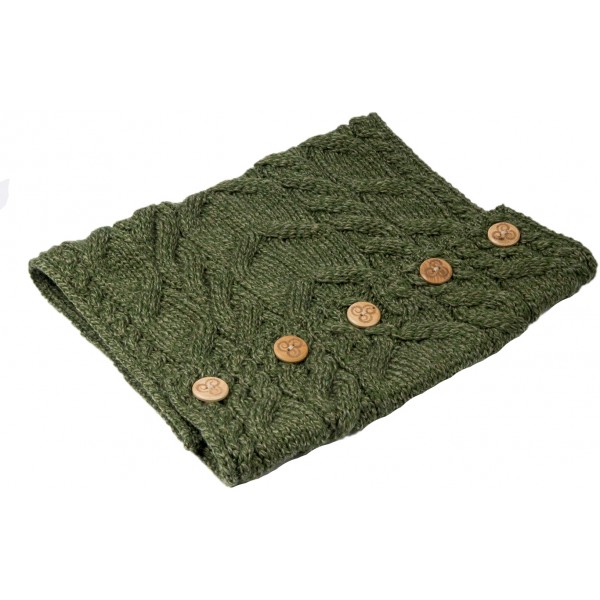 Aran Super Soft Merino Infinity Meadow Green Cable Scarf