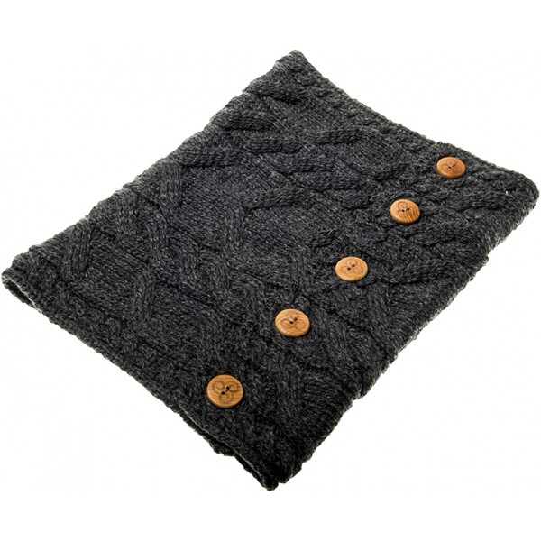 Aran Super Soft Merino Infinity Slate Grey Cable Scarf