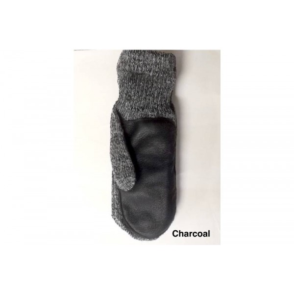 Men’s Rag Wool Mittens With Leather