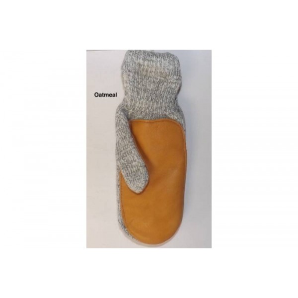 Women's Rag Wool Mittens With Leather