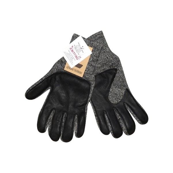 Women's Charcoal Rag Wool Glove With Deerskin  