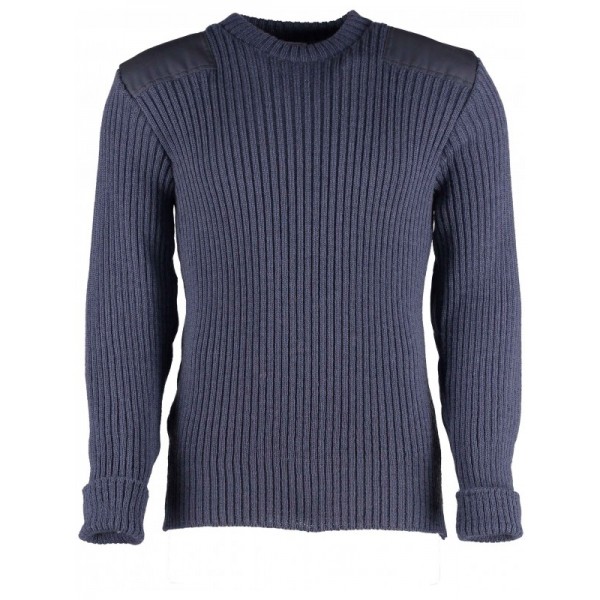 York Woolly Pully Crew Neck Wool Sweater Blue Grey