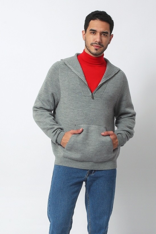 Grey wool hoodie outlet