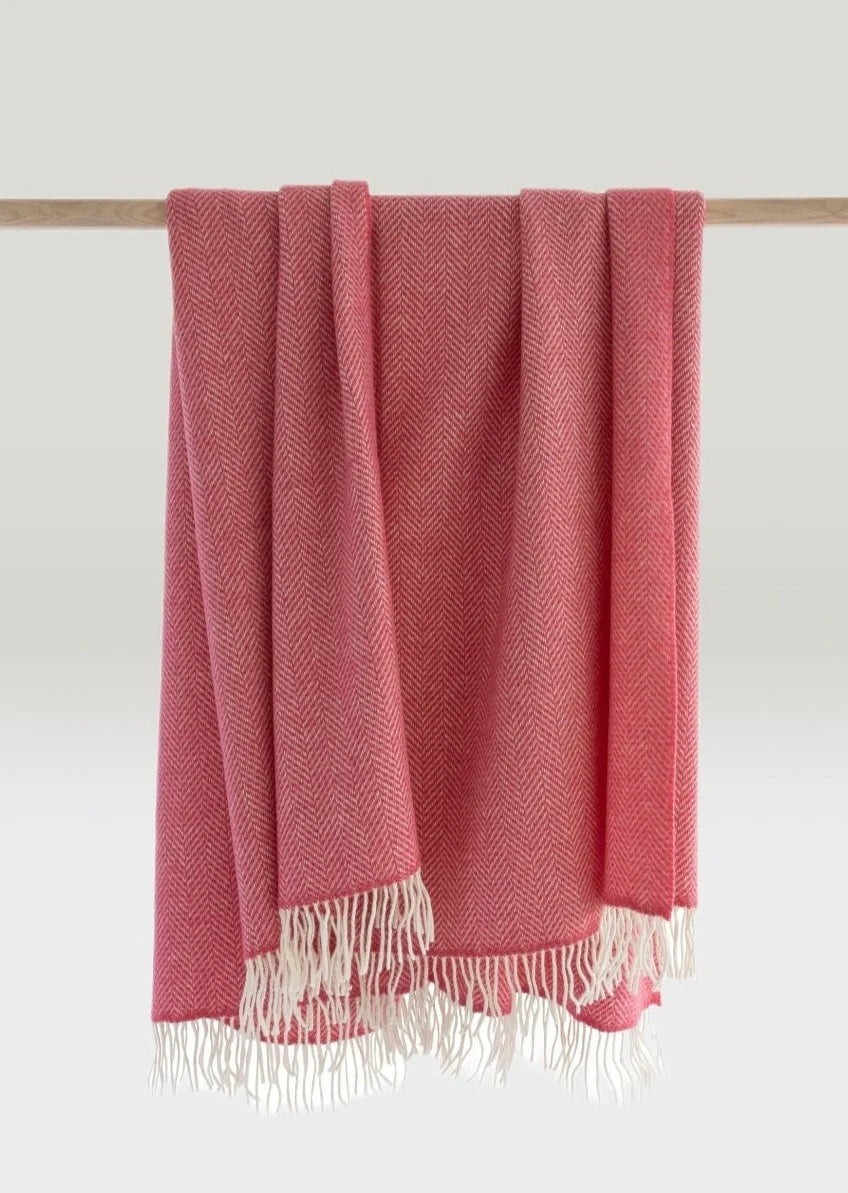 John Hanly Cashmere Throw Dusty Pink Bubblegum
