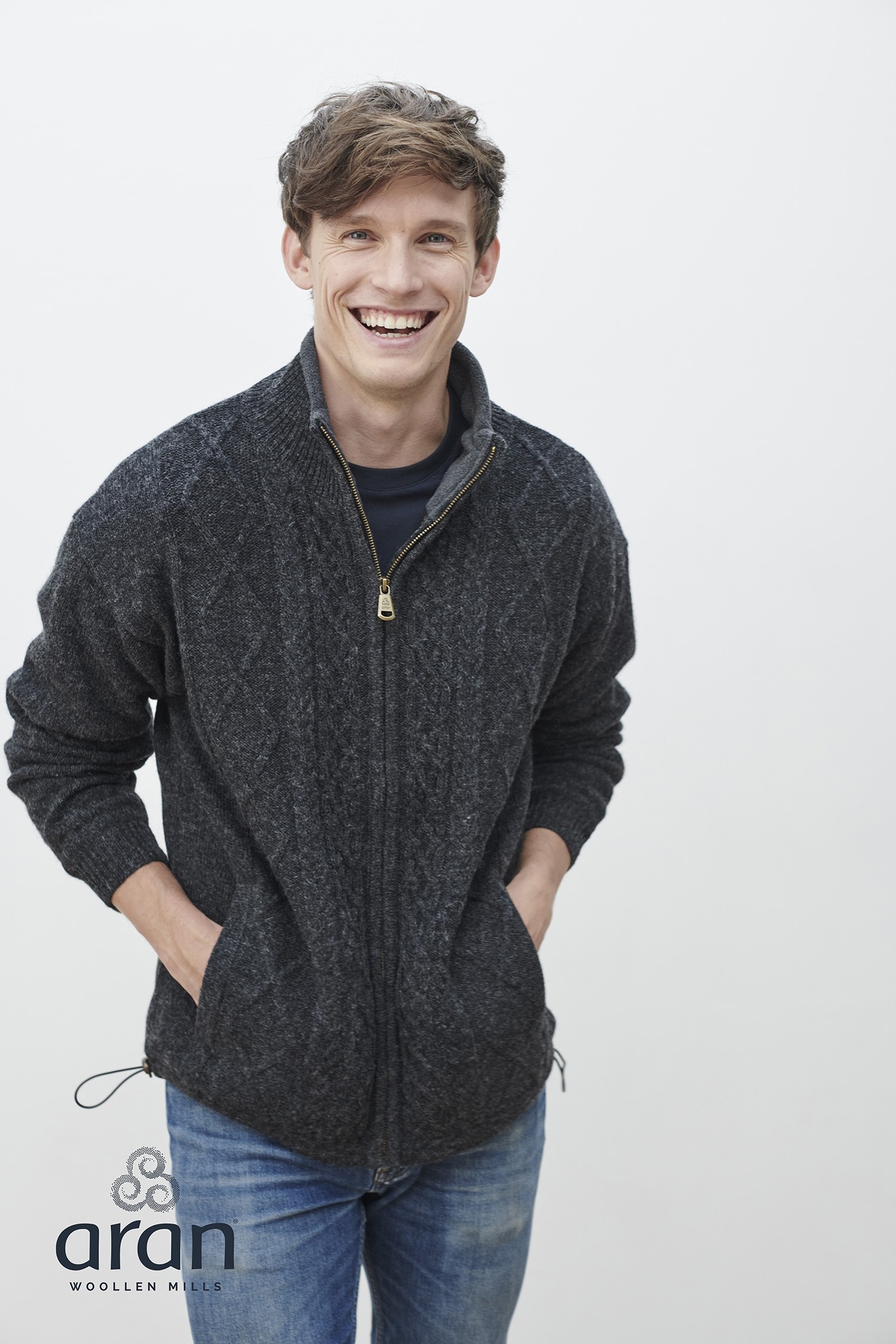 Farmleigh Lined Wool Mens Cardigan Black