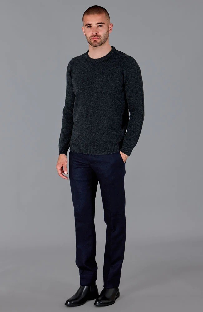Black round neck jumper mens sale