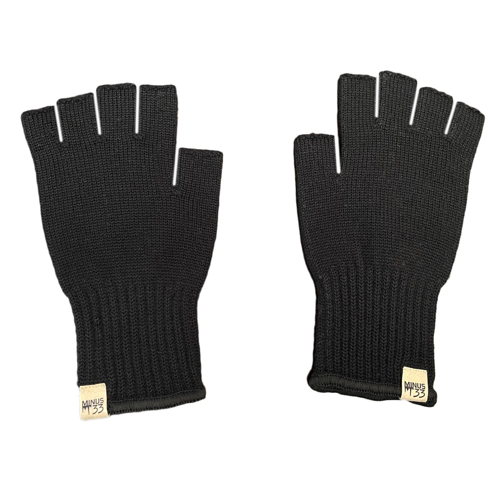 Minus33 Merino Wool Fingerless Gloves Lightweight - Black