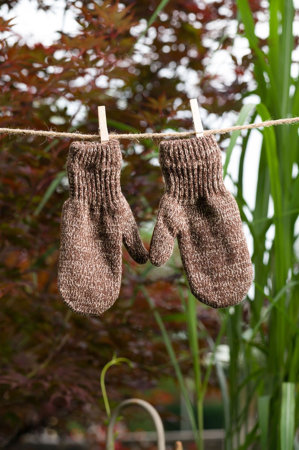 Women s Rag Wool Mittens With Leather