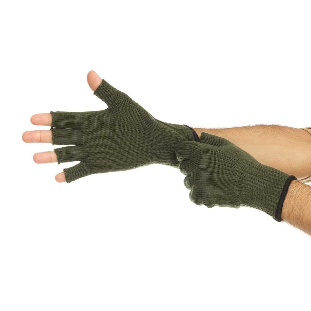 Minus33 Merino Wool Fingerless Gloves Lightweight Olive Drab Green