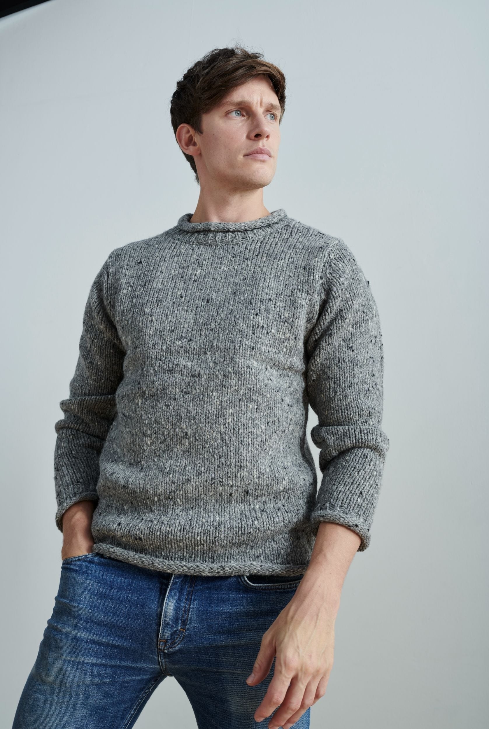 High neck woolen sweater for mens hot sale