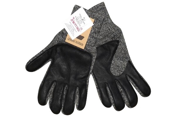 Men's Charcoal Rag Wool Glove With Deerskin