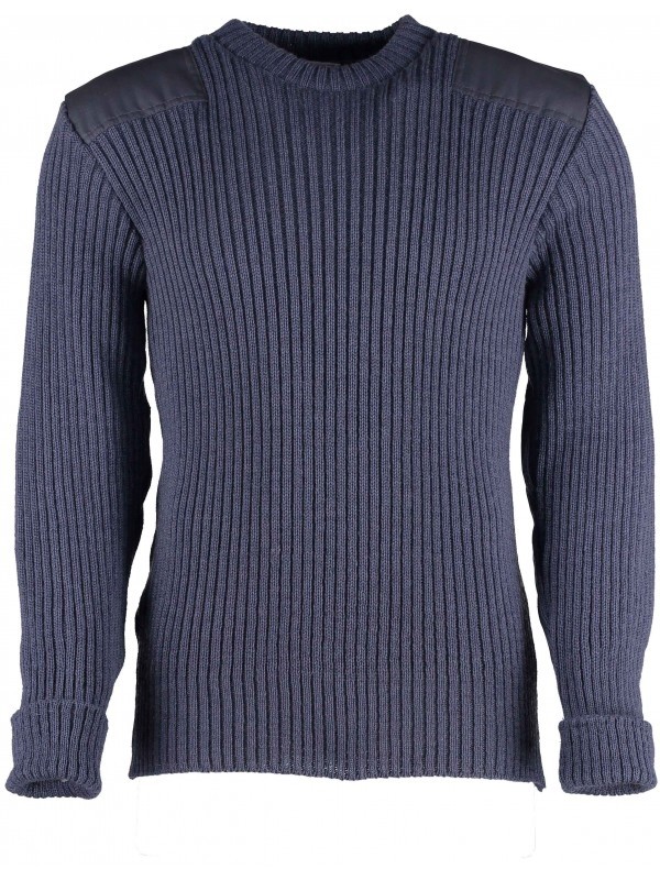 York Woolly Pully Crew Neck Wool Sweater Blue Grey