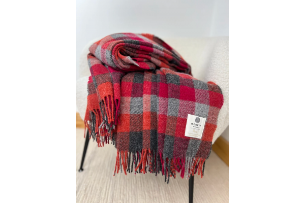 Merino Wool Throw Blanket Fireside Check