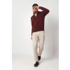 Merino Wool Quarter Zip Sweater - Burgundy