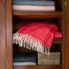 John Hanly Merino Wool Cashmere Throw Raspberry Herringbone