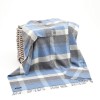 John Hanly Merino Wool Cashmere Throw Denim Cream & Pale Grey Check