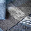 John Hanly Merino Wool Cashmere Throw Denim Cream & Pale Grey Check