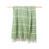 John Hanly Cashmere Throw | Green Cream Herringbone Check