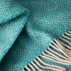 John Hanly Merino Wool Cashmere Throw Green Aqua Herringbone