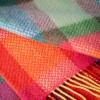 John Hanly Merino Wool Cashmere Throw Bright Yellow, Pink and Green Check