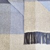 Merino Wool Cashmere Throw Blue Mix Herringbone Block
