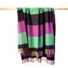 John Hanly Merino Wool Cashmere Throw Green Black Purple Large Block