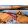 JOHN HANLY Merino Wool Cashmere Throw Orange Blue Silver Red Check