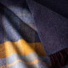 John Hanly Merino Wool Cashmere Throw Navy & Mustard Asymmetrical
