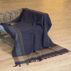 John Hanly Merino Wool Cashmere Throw Navy & Mustard Asymmetrical