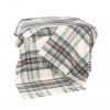 Merino Wool Cashmere Throw White Aqua Rust Plaid
