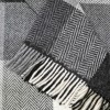 John Hanly Merino Wool Cashmere Throw White Grey Herringbone Block Check