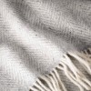 John Hanly Merino Wool Cashmere Throw Pale Grey & Cream Herringbone