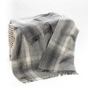 Merino Wool Cashmere Throw Grey Silver Border Check