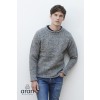 Raheen Tweed Roll Neck Mens Merino Wool Sweater - Light Grey