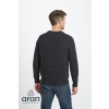 Glenamoy Aran Fisherman Raglan Crew - Black