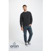 Glenamoy Aran Fisherman Raglan Crew - Black