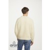 Glenamoy Aran Fisherman Raglan Crew - White