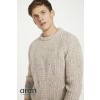 Glenamoy Aran Fisherman Raglan Crew - Tan