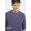 Glenamoy Aran Fisherman Raglan Crew - Blue