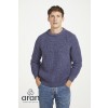 Glenamoy Aran Fisherman Raglan Crew - Blue