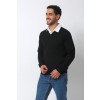 Merino Wool Sport V-Neck - Black