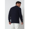 Merino Wool Quarter Zip Cable Knit Sweater - Navy