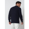 Merino Wool Half Zip Cable Knit Sweater - Navy