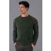 Paul James Mens Chunky British Wool Ribbed Shooting Sweater - Green