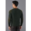 Paul James Mens Chunky British Wool Ribbed Shooting Sweater - Green