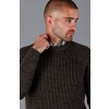 Paul James Mens 100% British Wool Heavyweight Ribbed Sweater - Brown