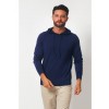 Merino Wool Pullover Hoodie Sweater - Navy